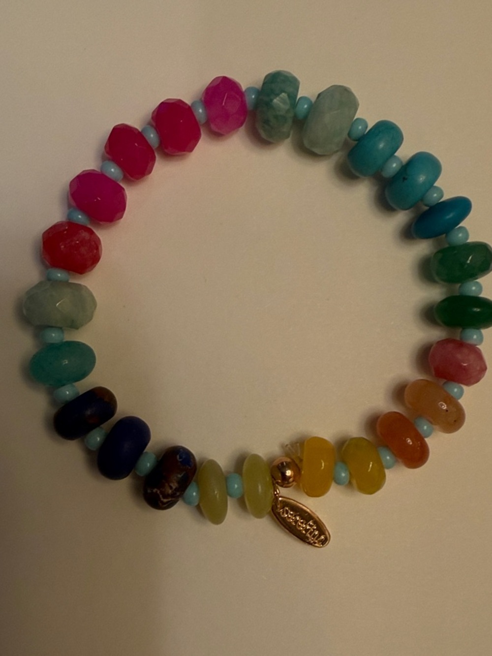 Multicolor Beaded Stretch Bracelet - Bright Gemstone Mix